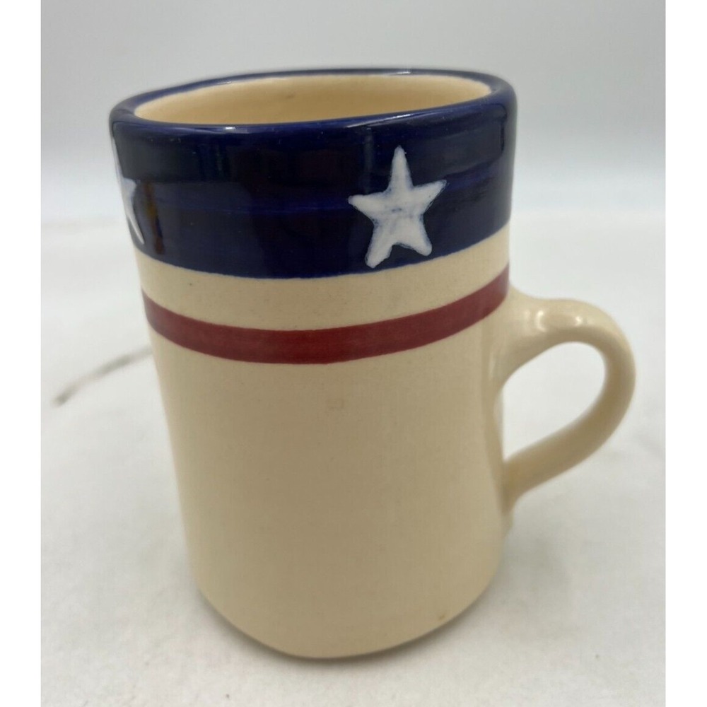 Pottery Coffee Mug Patriotic American Flag Ceramic Stars Stripes Americana 5in